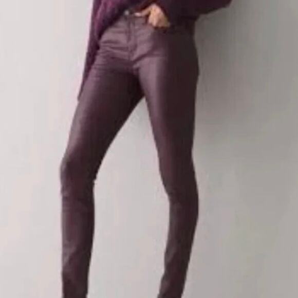 NWT White House Black Market HR Skinny-Coated Curve Hugging Jeans Burgundy SZ 8 - Picture 6 of 13